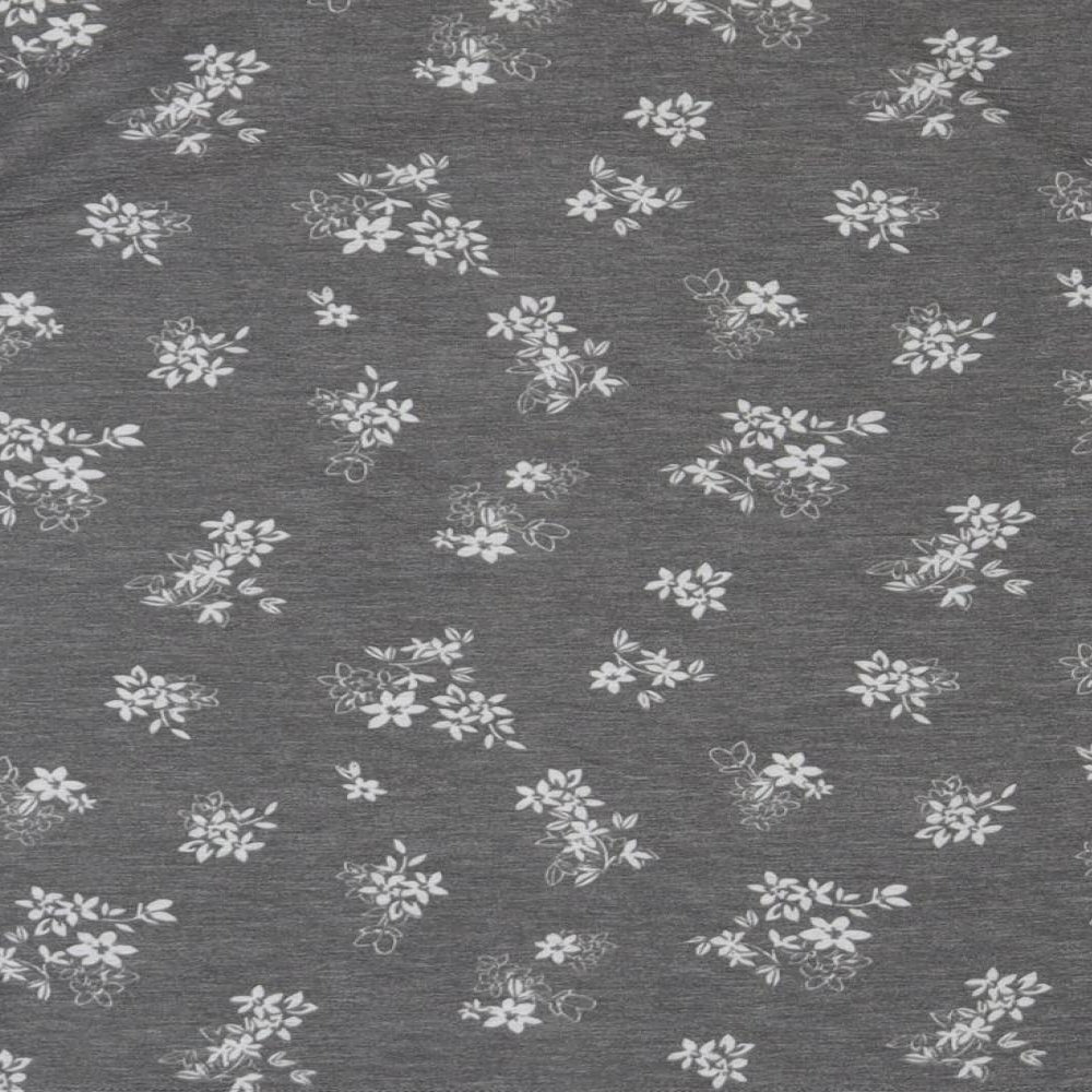 Marks and Spencer Womens Grey Floral Polyester Basic T-Shirt Size 16 Scoop Neck