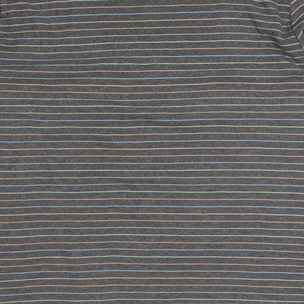 Dorothy Perkins Womens Grey Striped Polyester Basic T-Shirt Size 14 Round Neck