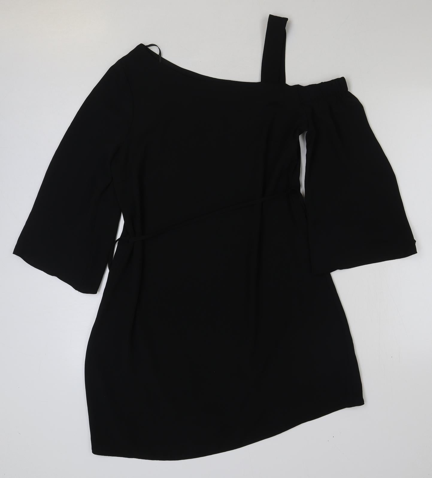 Papaya Womens Black Polyester A-Line Size 12 One Shoulder Pullover