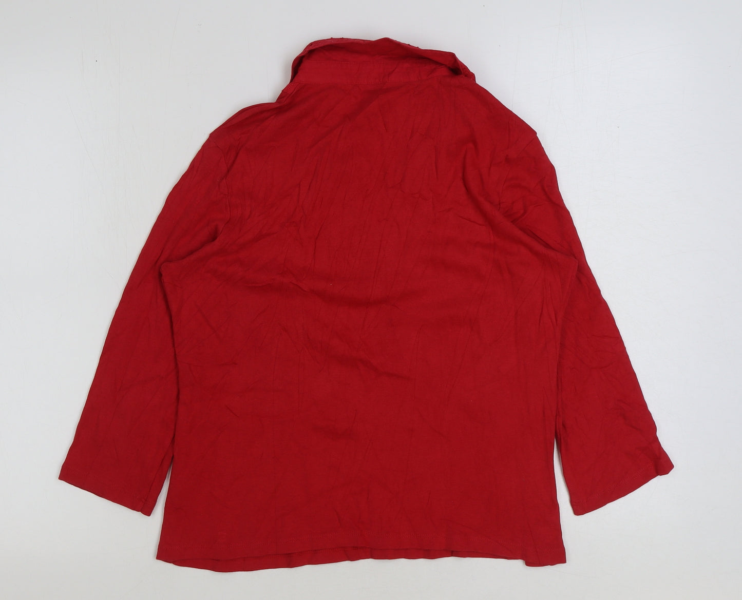 Marks and Spencer Womens Red Cotton Basic T-Shirt Size 16 Collared