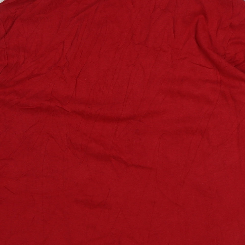 Marks and Spencer Womens Red Cotton Basic T-Shirt Size 16 Collared