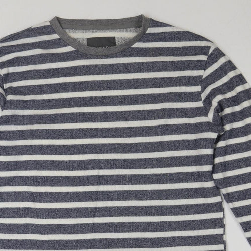Primark Mens Blue Striped Polyester Pullover Sweatshirt Size S