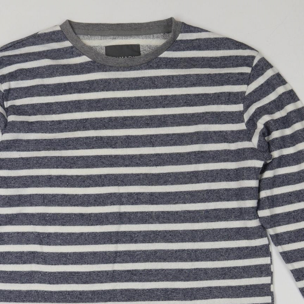 Primark Mens Blue Striped Polyester Pullover Sweatshirt Size S