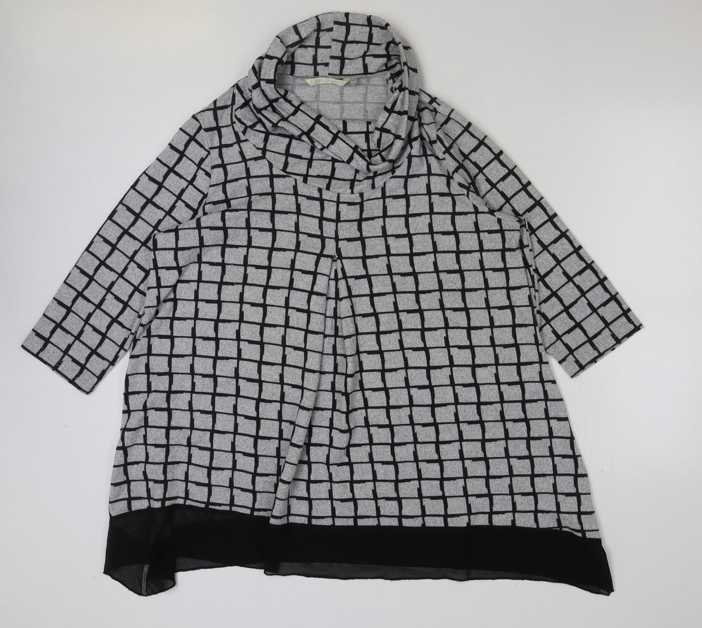 Epilogue Womens Grey Check Polyester Pullover Sweatshirt Size 20 Pullover