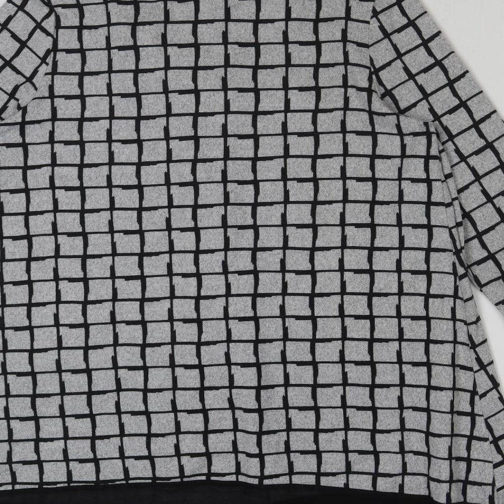 Epilogue Womens Grey Check Polyester Pullover Sweatshirt Size 20 Pullover