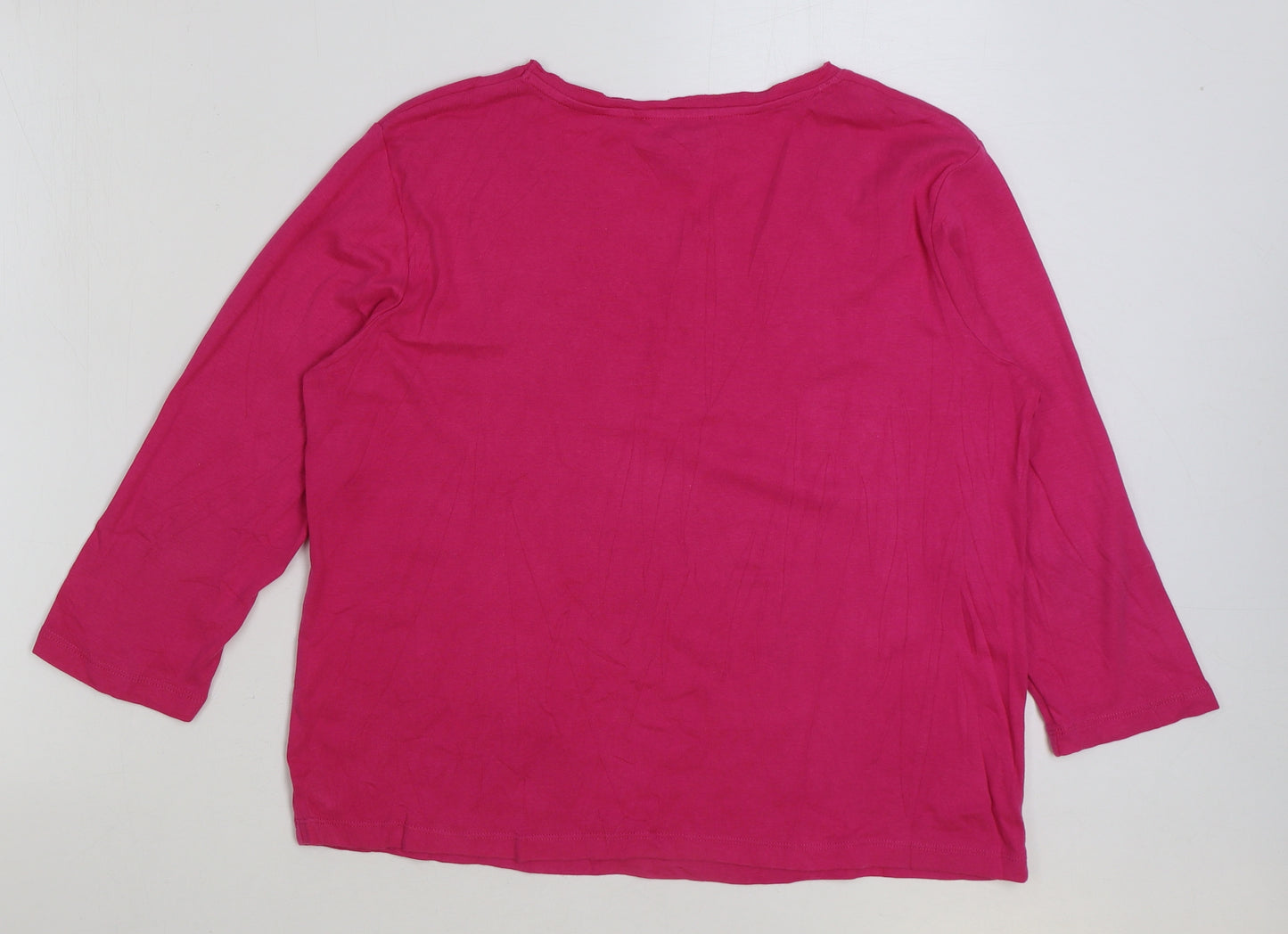 Afibel Womens Pink Polyester Basic T-Shirt Size 14 Round Neck