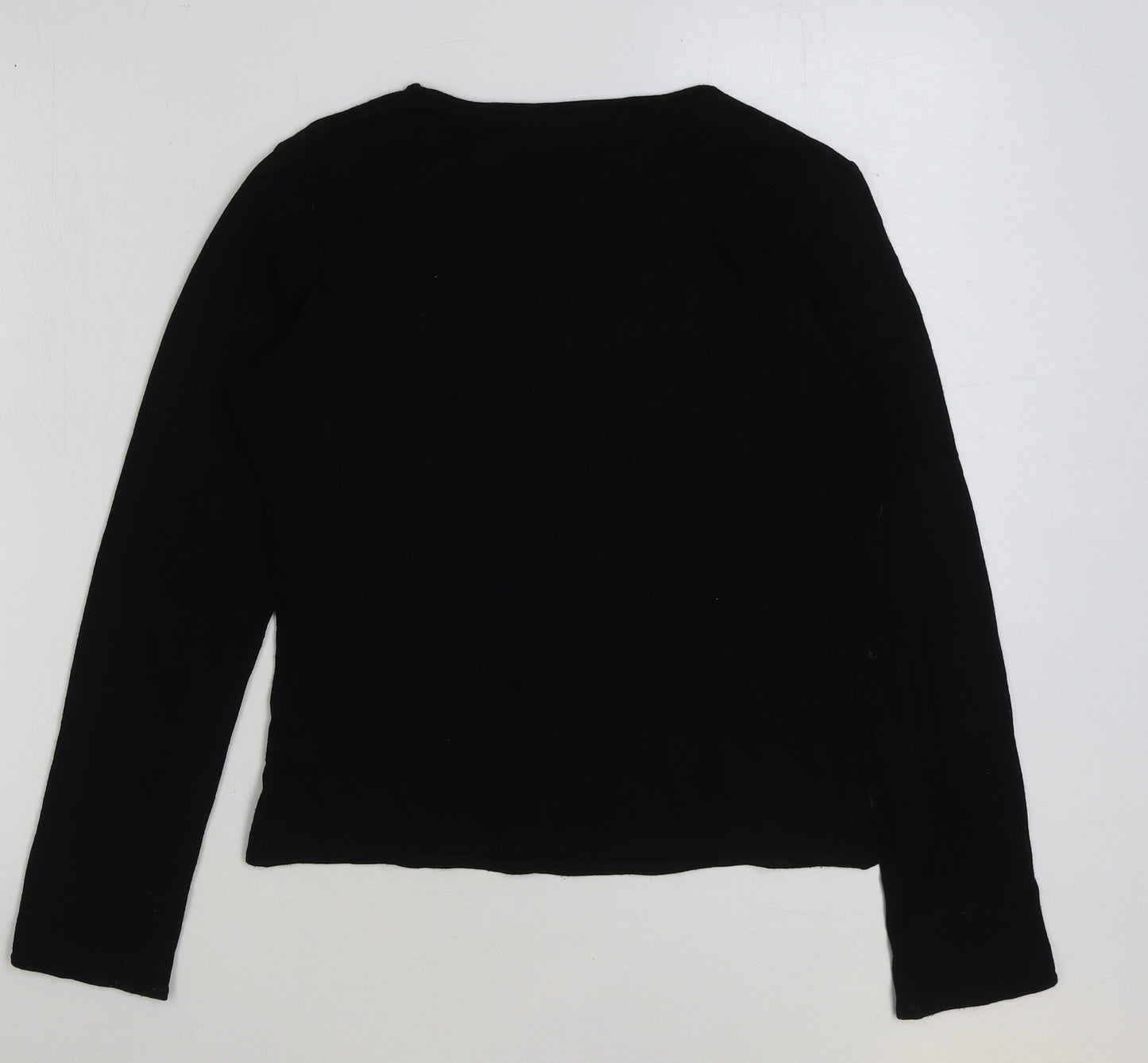 Yessica Womens Black Viscose Basic T-Shirt Size 16 V-Neck