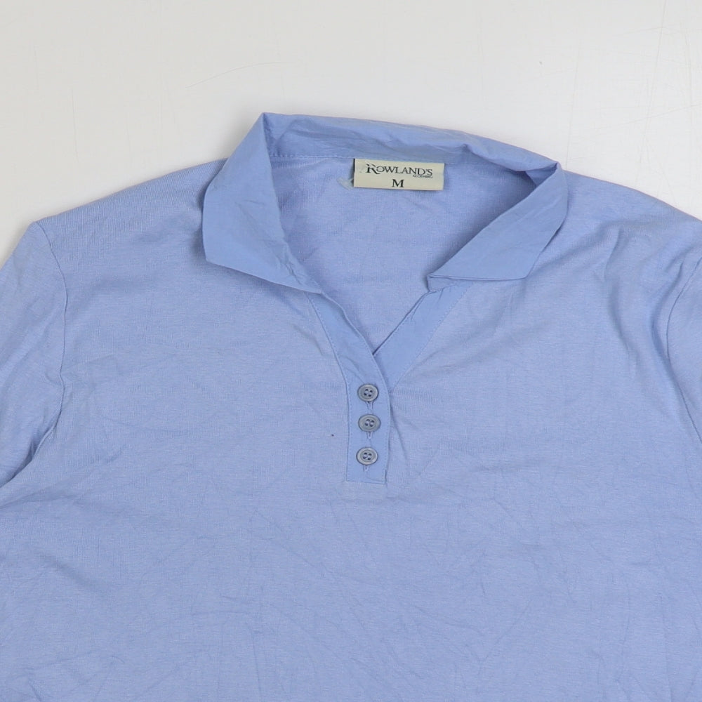 ROWLANDS Womens Blue Cotton Basic Polo Size M Collared