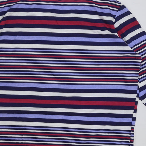 Anne De Lancay Womens Blue Striped Cotton Basic T-Shirt Size 22 Round Neck