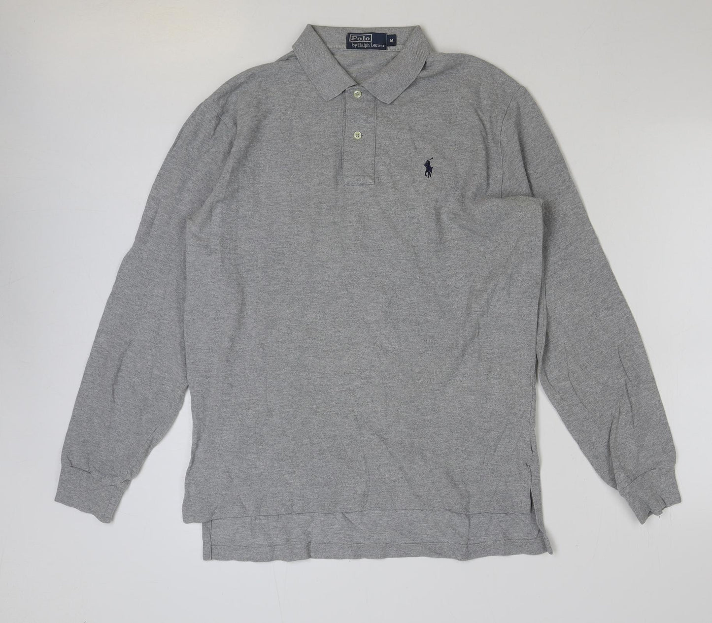 Ralph Lauren Mens Grey Cotton Polo Size M Collared Button