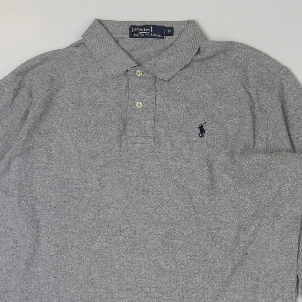 Ralph Lauren Mens Grey Cotton Polo Size M Collared Button