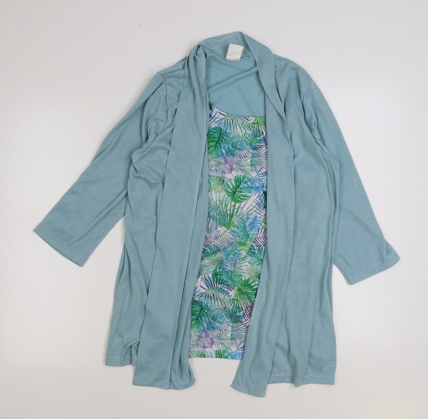 Gabriella Vicenza Womens Blue Floral Polyester Basic T-Shirt Size 14 Round Neck