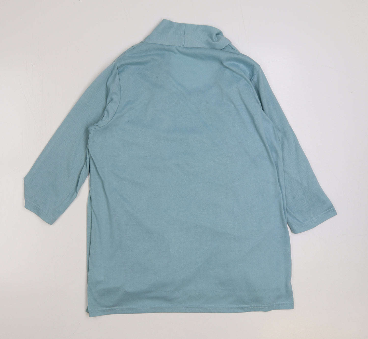 Gabriella Vicenza Womens Blue Floral Polyester Basic T-Shirt Size 14 Round Neck