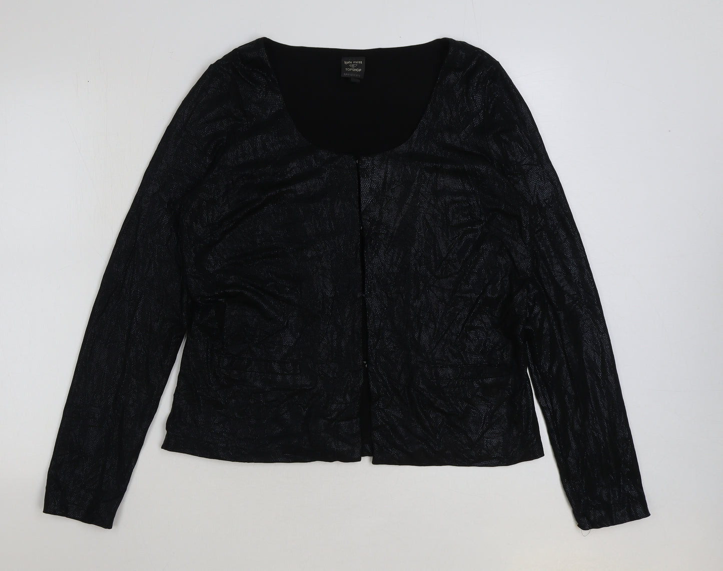 Topshop Womens Black Jacket Size 16 Hook & Eye