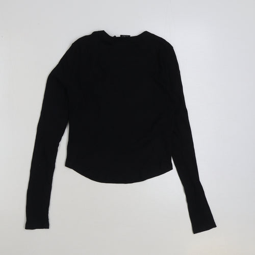 Bershka Womens Black Cotton Cropped T-Shirt Size M Round Neck - Led Zeppelin