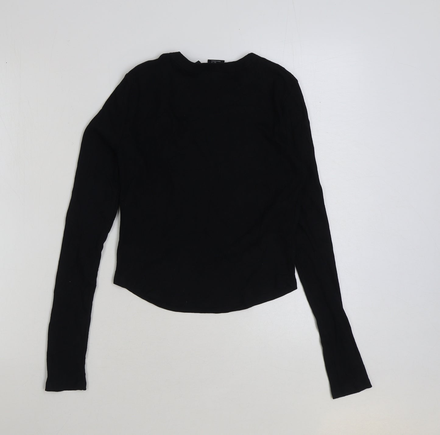 Bershka Womens Black Cotton Cropped T-Shirt Size M Round Neck - Led Zeppelin