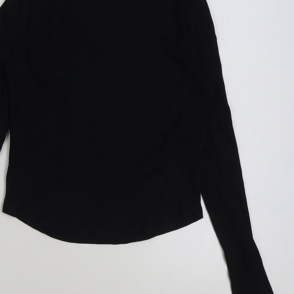 Bershka Womens Black Cotton Cropped T-Shirt Size M Round Neck - Led Zeppelin