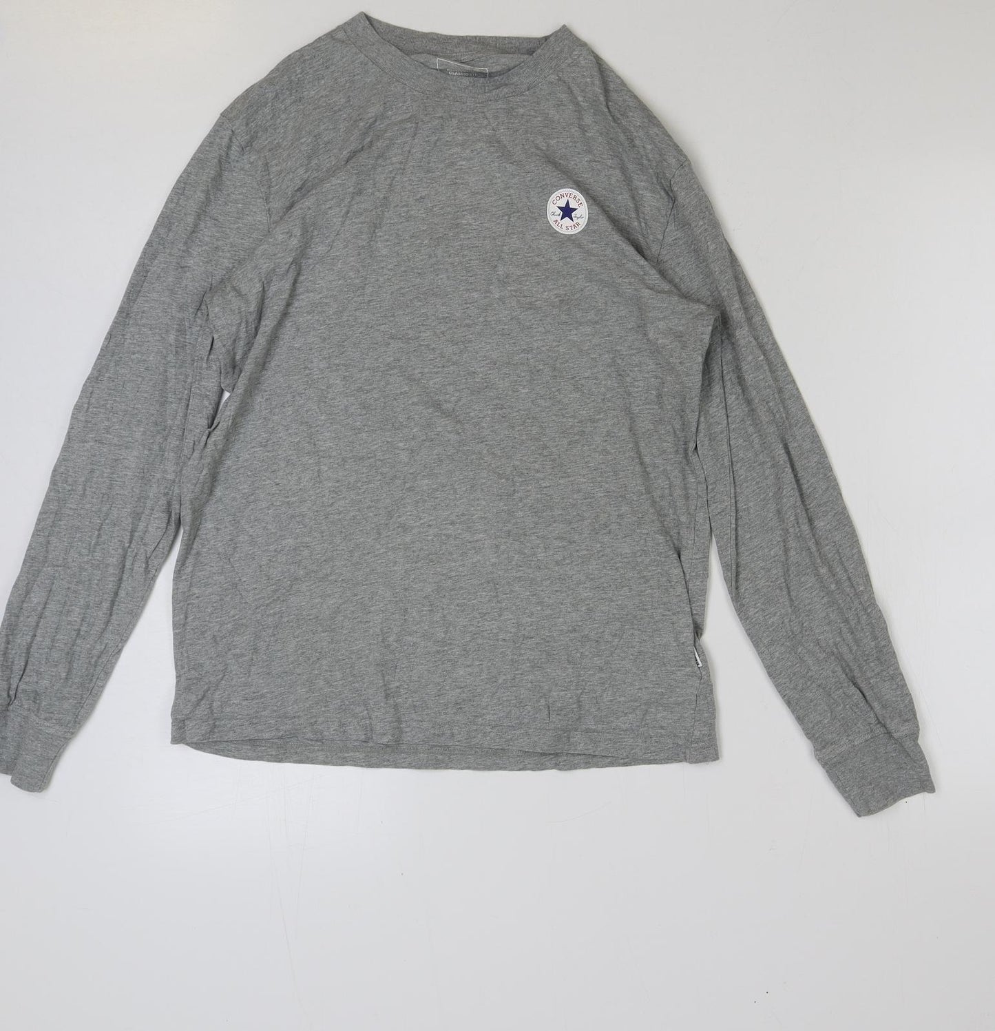 Converse Mens Grey Cotton T-Shirt Size S Round Neck