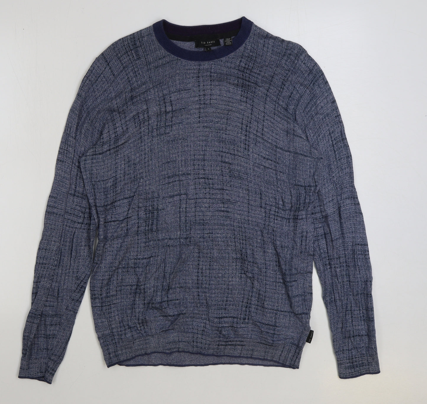Ted Baker Mens Blue Round Neck Cotton Pullover Jumper Size M