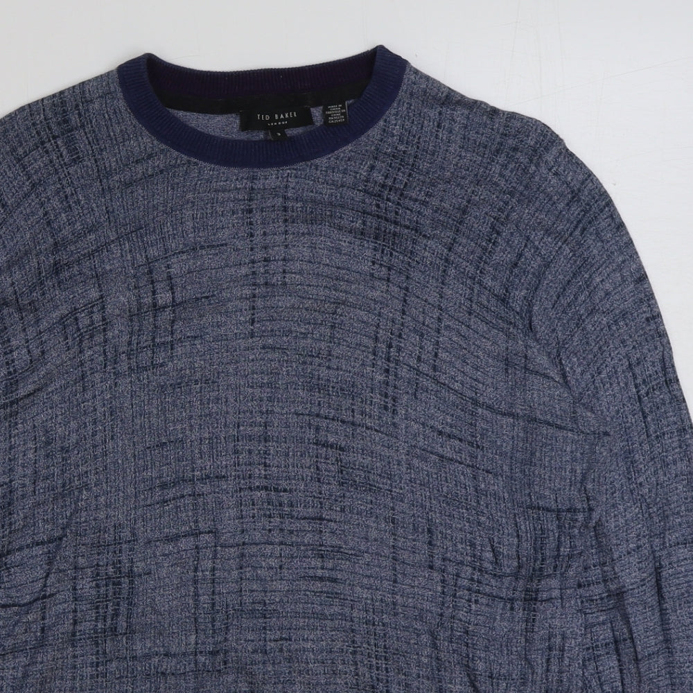 Ted Baker Mens Blue Round Neck Cotton Pullover Jumper Size M