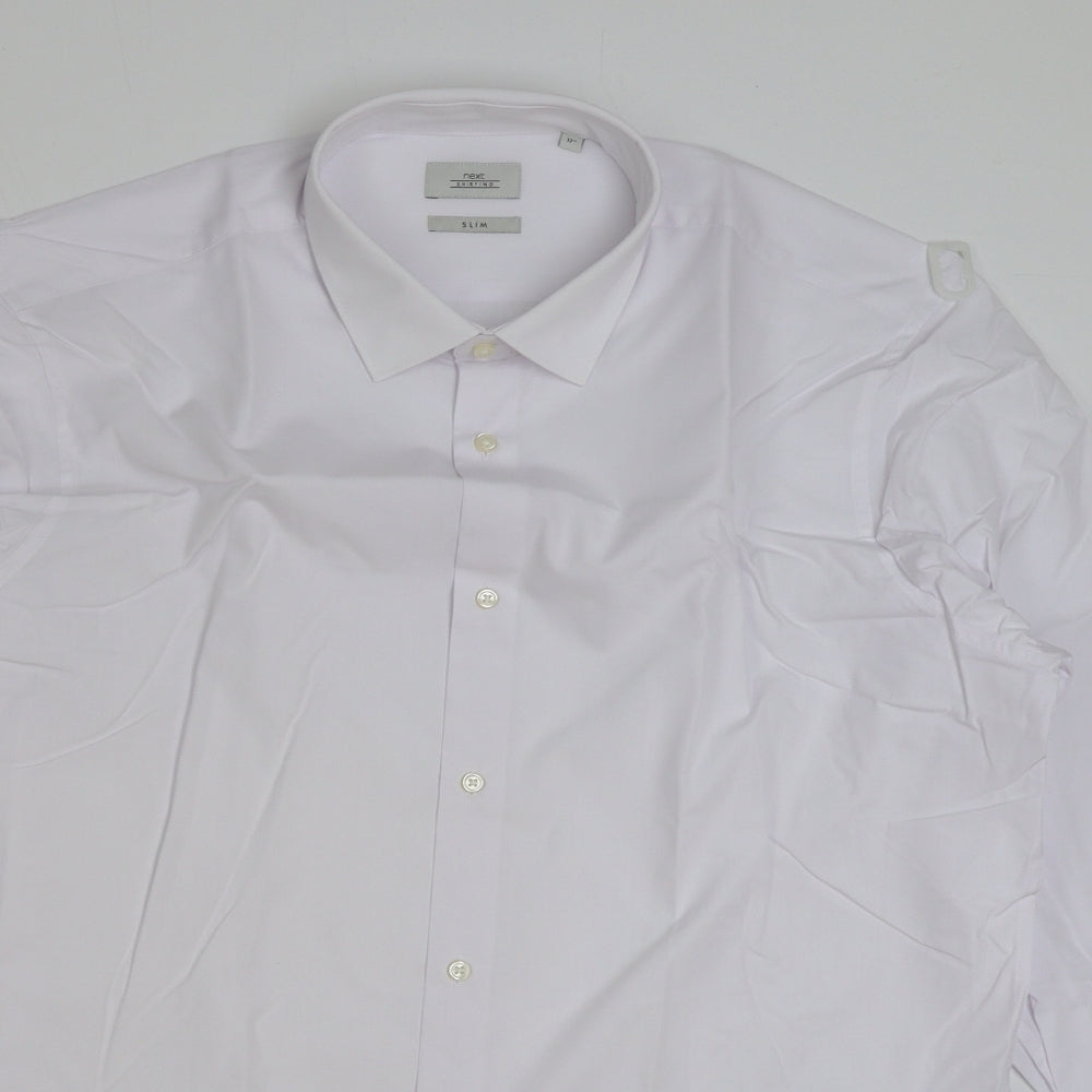 NEXT Mens White Polyester Dress Shirt Size 16 Collared Button - Pack of 2