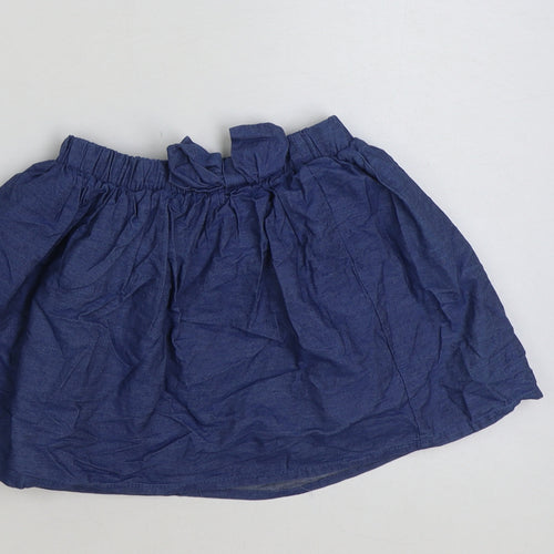Preworn Girls Blue Cotton Skater Skirt Size 5-6 Years Regular