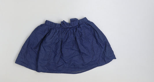 Preworn Girls Blue Cotton Skater Skirt Size 5-6 Years Regular