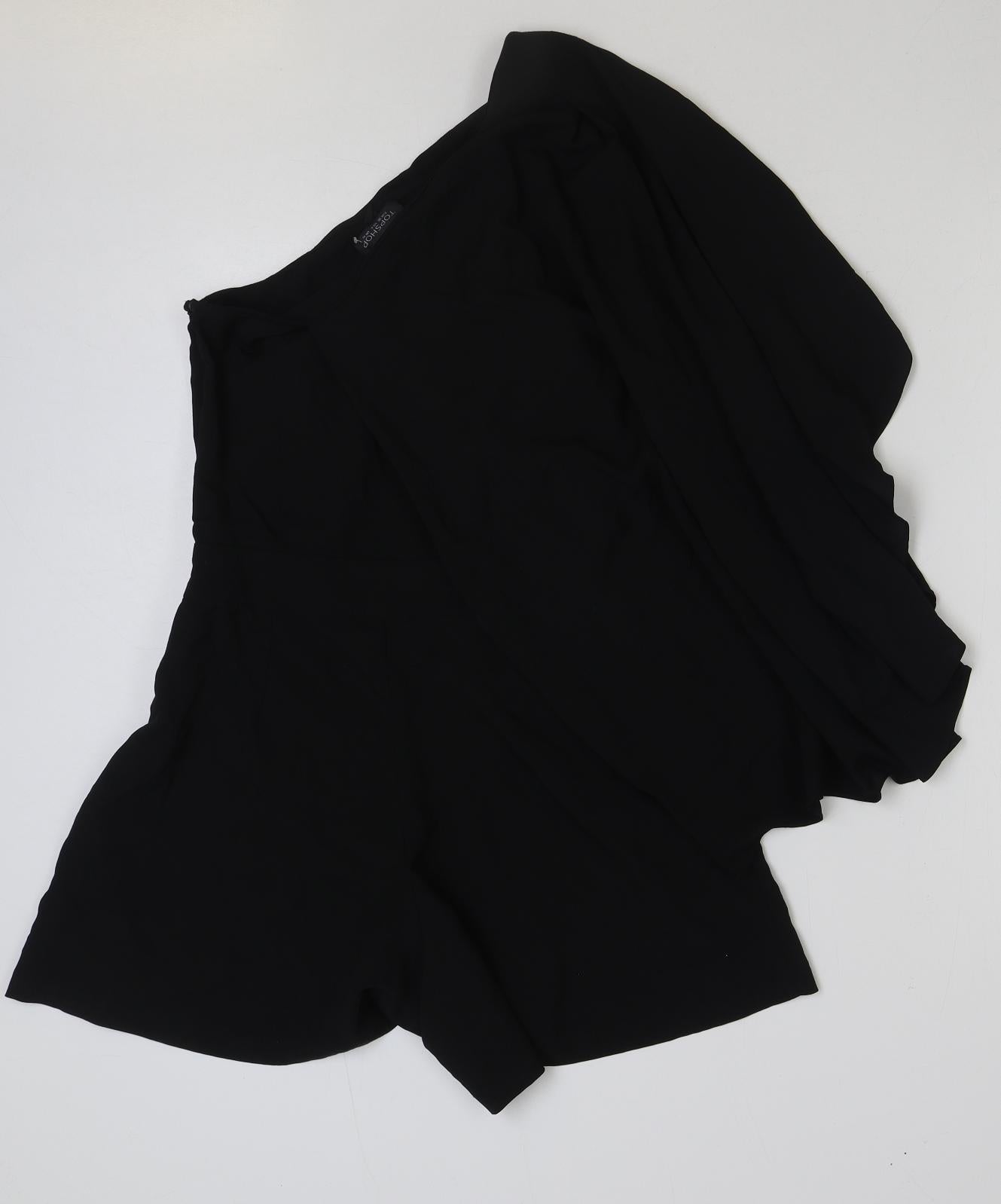 Topshop Womens Black Polyester Playsuit One-Piece Size 10 Zip