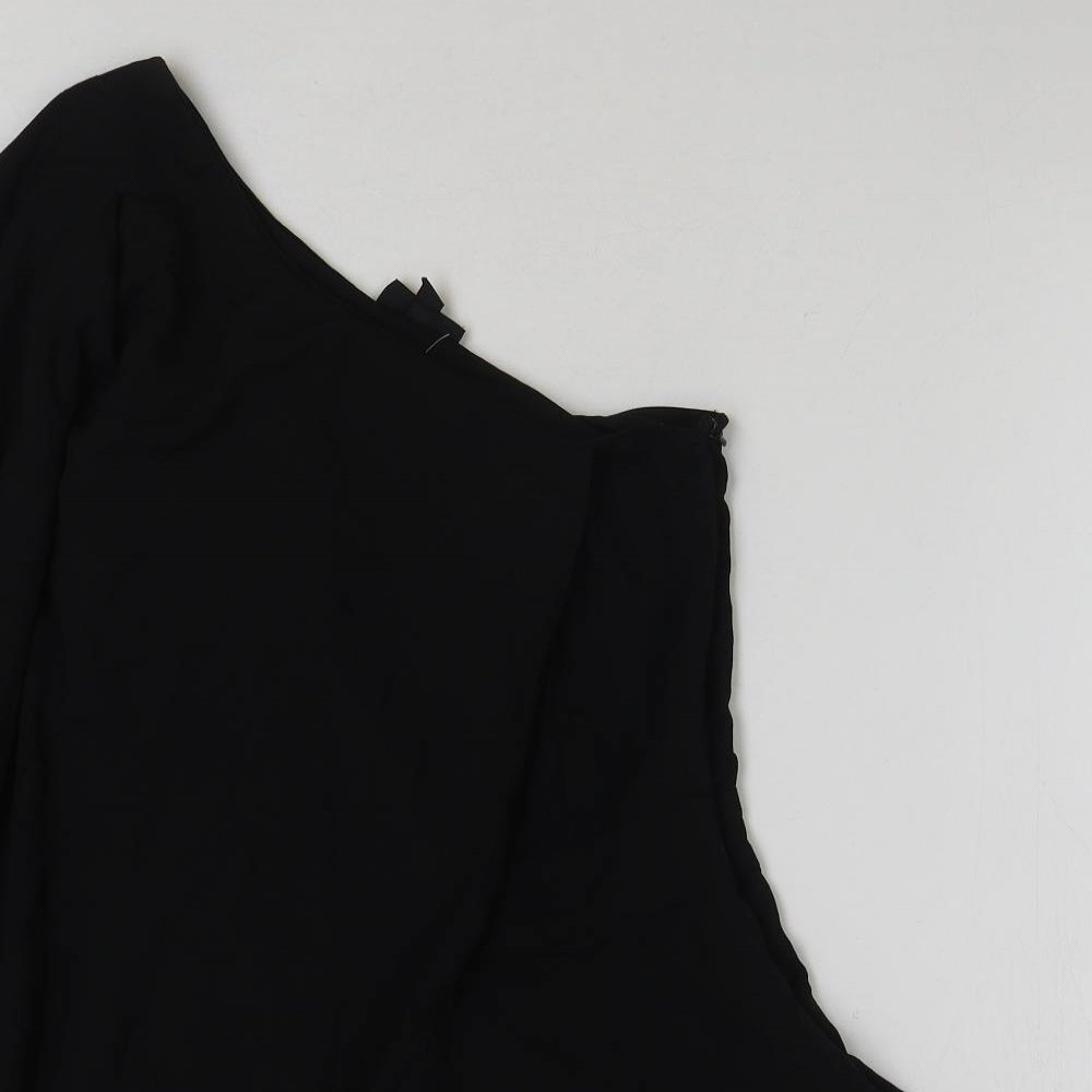 Topshop Womens Black Polyester Playsuit One-Piece Size 10 Zip