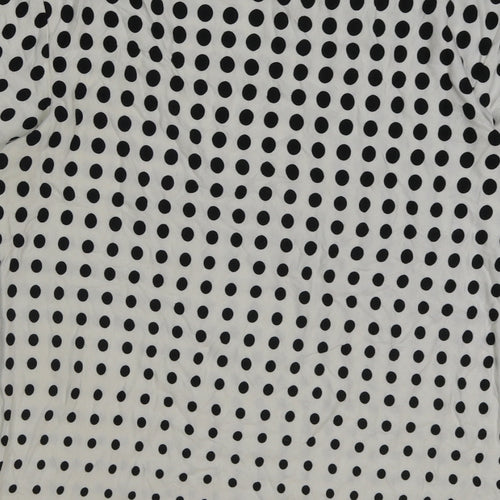 TU Womens White Polka Dot Viscose Basic T-Shirt Size 12 Round Neck