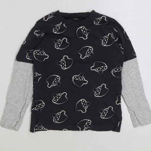 George Boys Grey Cotton Basic T-Shirt Size 6-7 Years Round Neck Pullover - Acorn