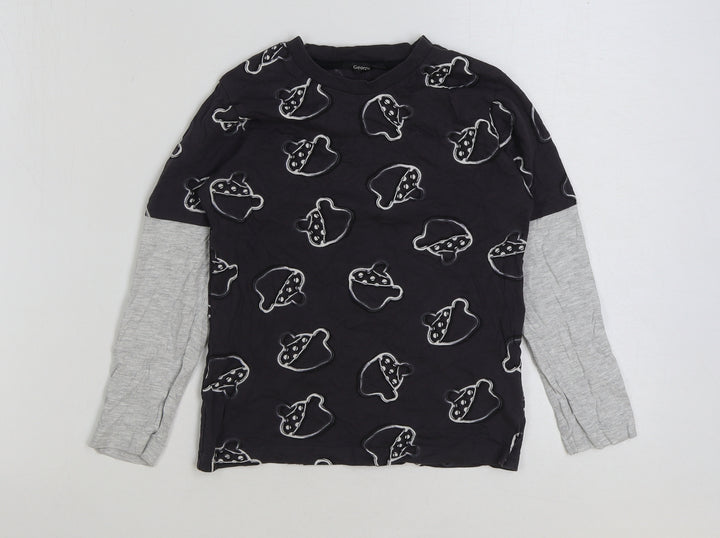 George Boys Grey Cotton Basic T-Shirt Size 6-7 Years Round Neck Pullover - Acorn