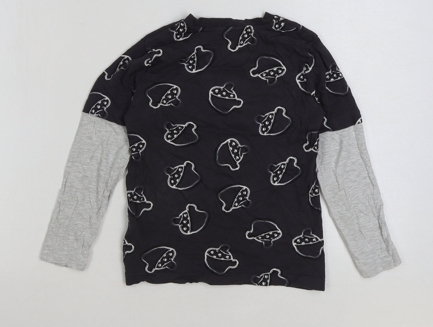 George Boys Grey Cotton Basic T-Shirt Size 6-7 Years Round Neck Pullover - Acorn