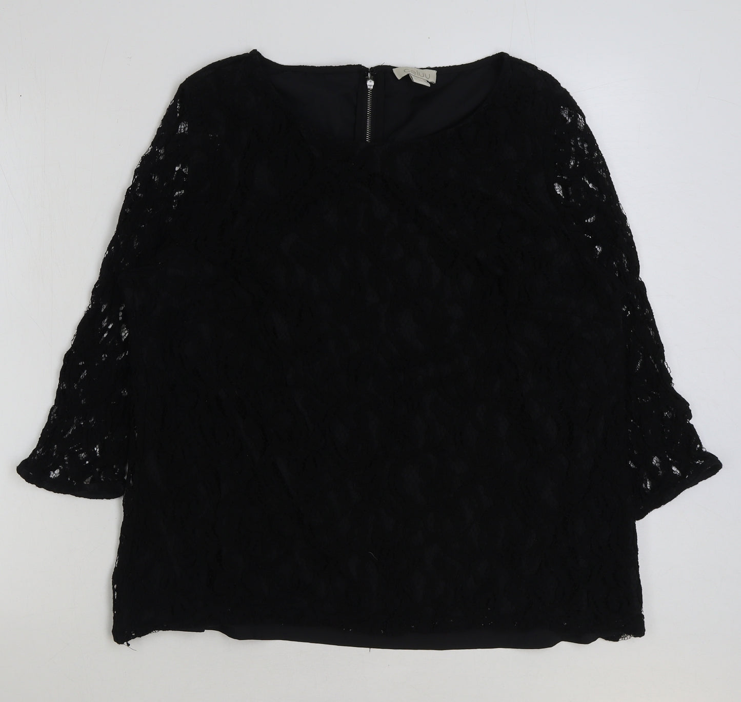 celuu Womens Black Cotton Basic Blouse Size 20 Round Neck