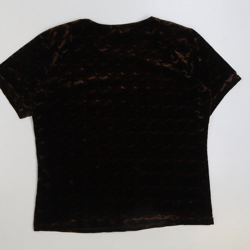 twotone Womens Brown Polyester Basic T-Shirt Size 16 Round Neck