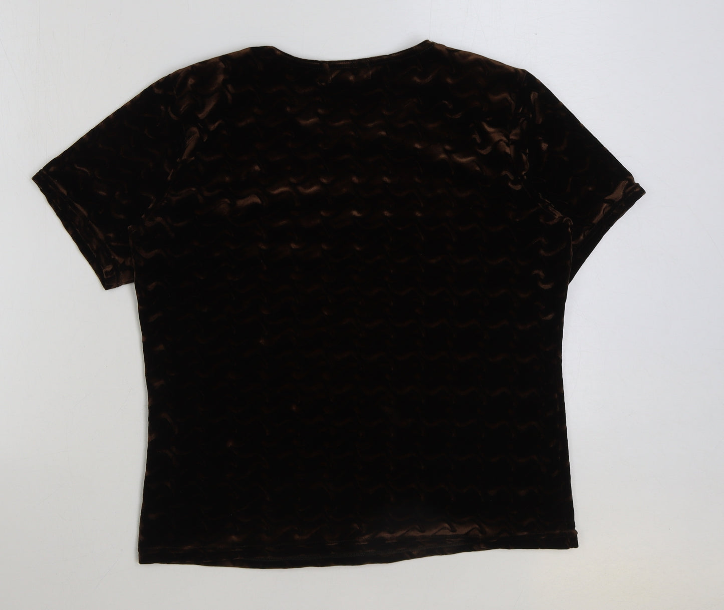 twotone Womens Brown Polyester Basic T-Shirt Size 16 Round Neck
