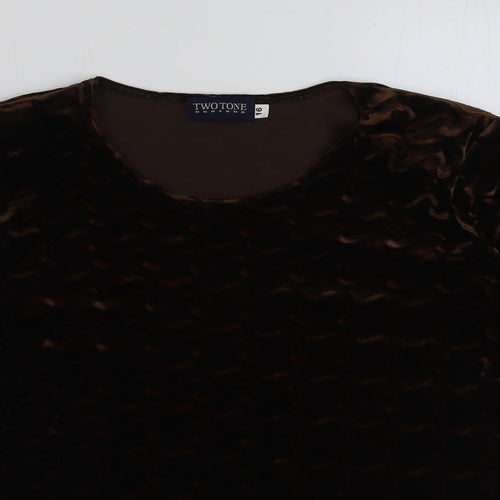 twotone Womens Brown Polyester Basic T-Shirt Size 16 Round Neck