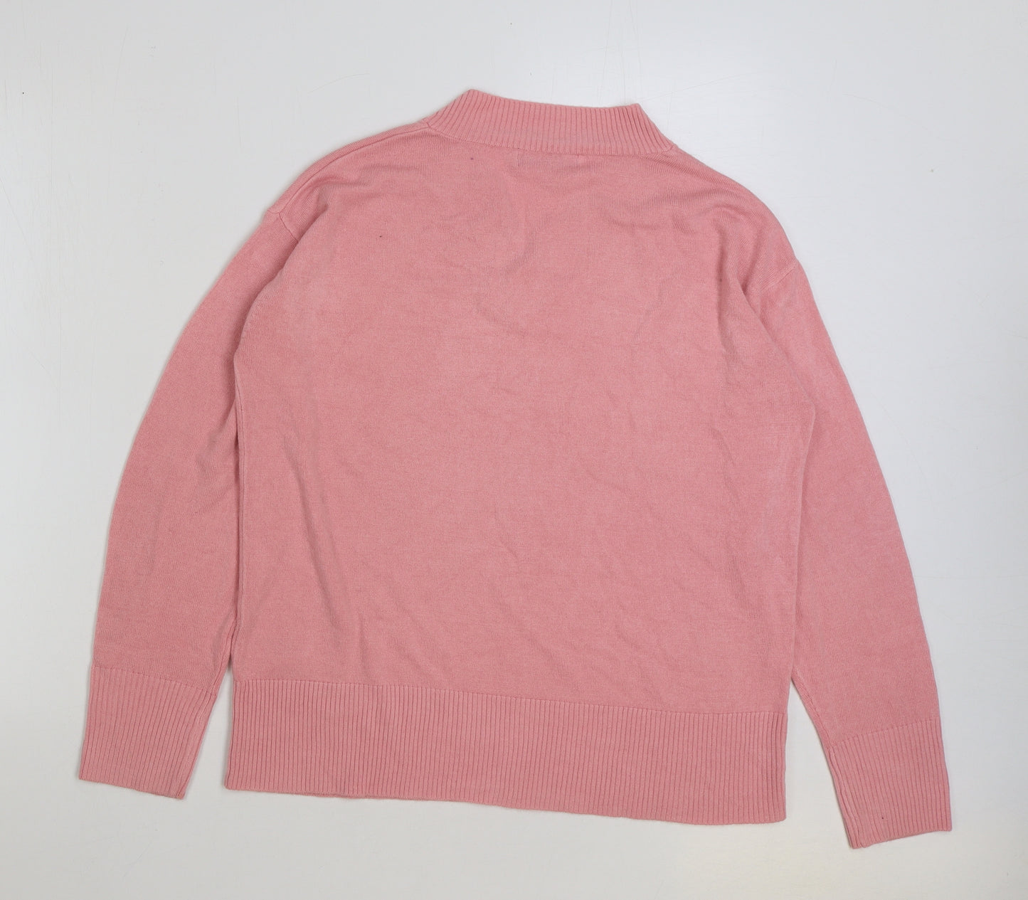 Marks and Spencer Womens Pink V-Neck Acrylic Pullover Jumper Size 12