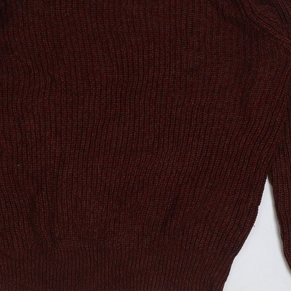 Cedar Wood State Mens Brown Round Neck Acrylic Pullover Jumper Size L