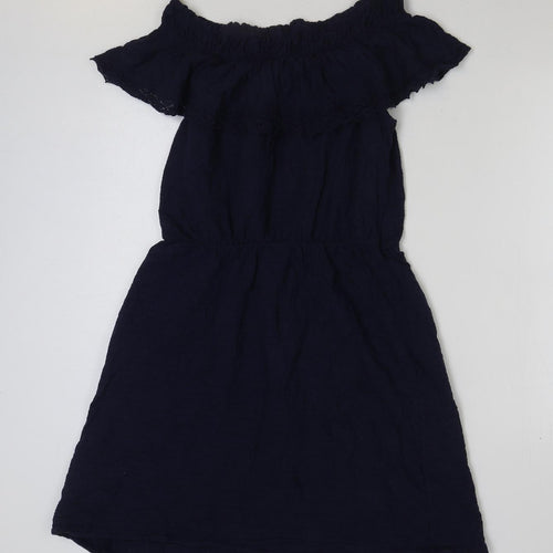 Next Beachwear Womens Blue Cotton A-Line Size 12 Off the Shoulder Pullover