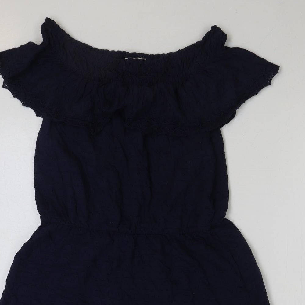 Next Beachwear Womens Blue Cotton A-Line Size 12 Off the Shoulder Pullover
