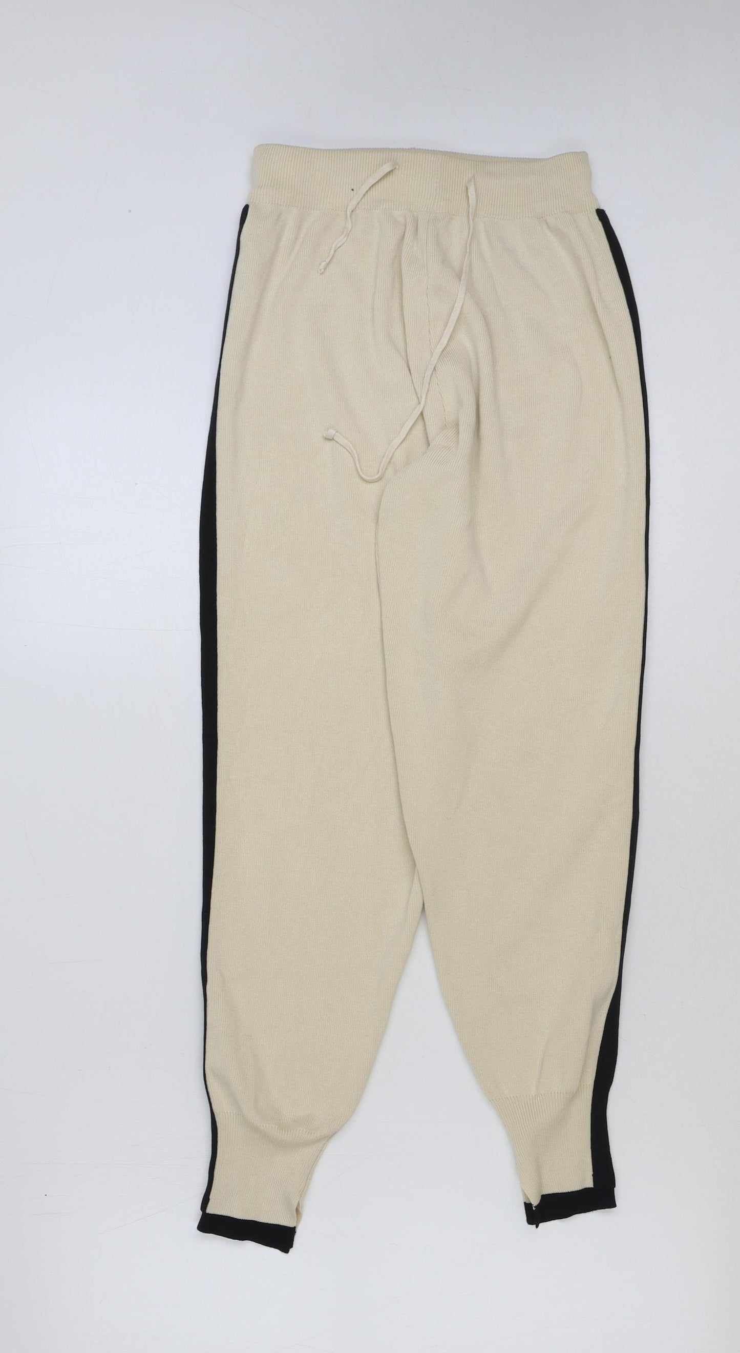 Preworn Womens Beige Viscose Jogger Trousers Size 24 in L29 in Regular Drawstring