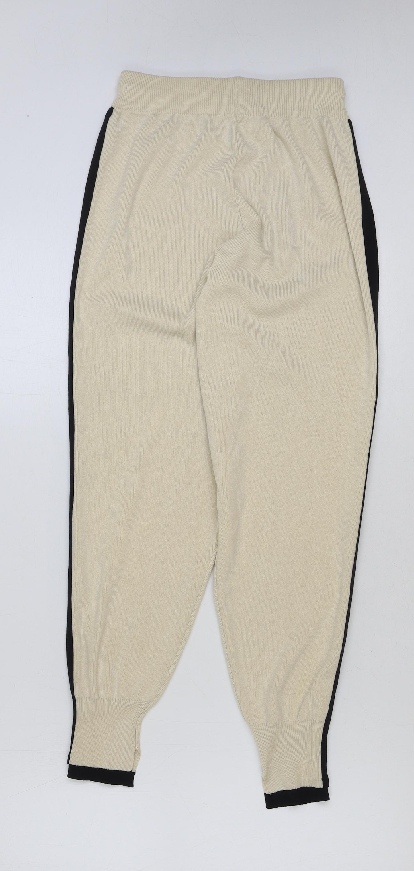 Preworn Womens Beige Viscose Jogger Trousers Size 24 in L29 in Regular Drawstring