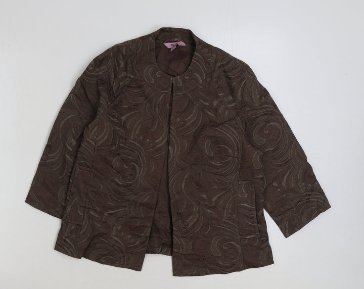 Monsoon Womens Beige Geometric Jacket Size 8 Hook & Eye