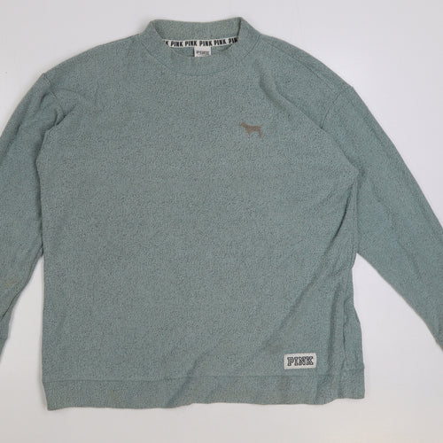 PINK Womens Black Cotton Pullover Sweatshirt Size L Pullover