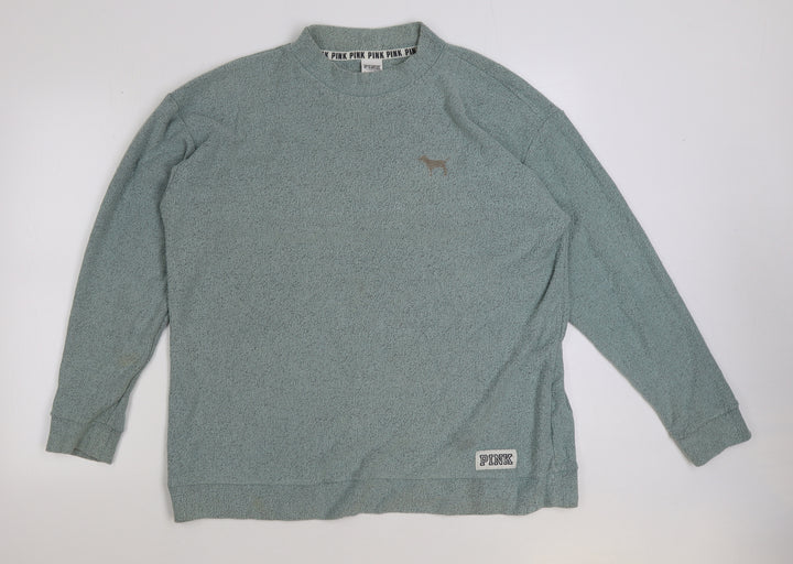 PINK Womens Black Cotton Pullover Sweatshirt Size L Pullover