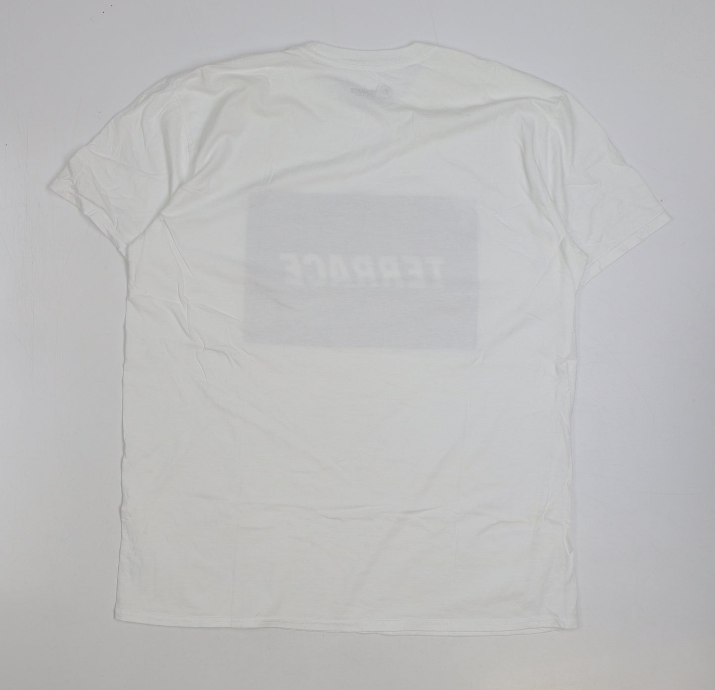 Terrace Mens White Polyester T-Shirt Size XL Round Neck