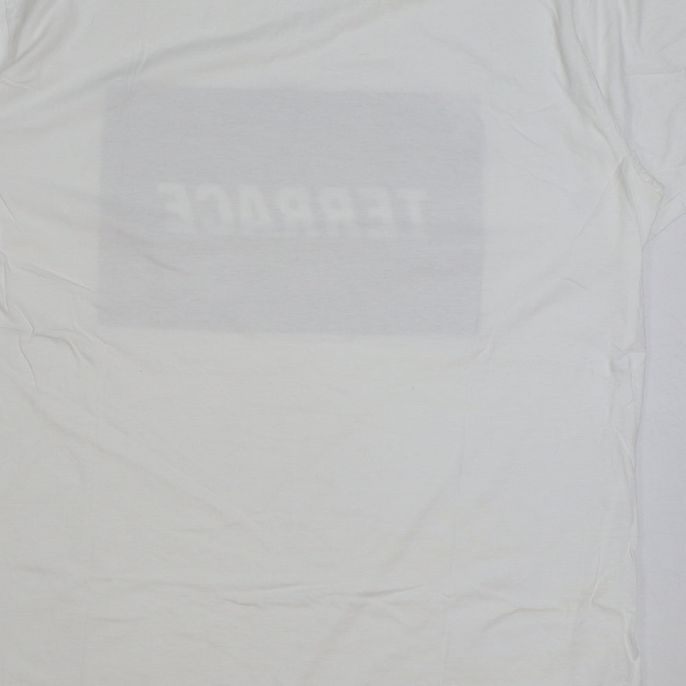 Terrace Mens White Polyester T-Shirt Size XL Round Neck