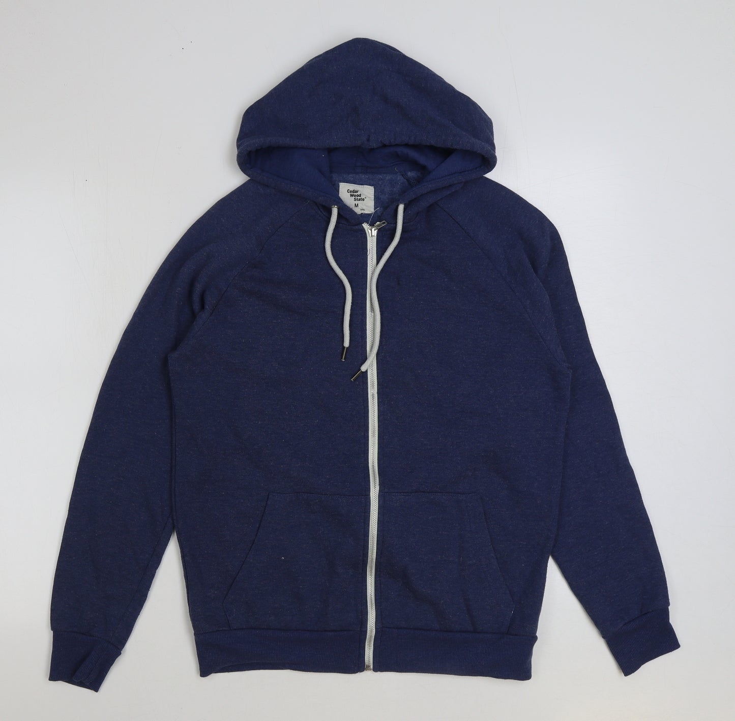 Cedar Wood State Mens Blue Polyester Full Zip Hoodie Size M