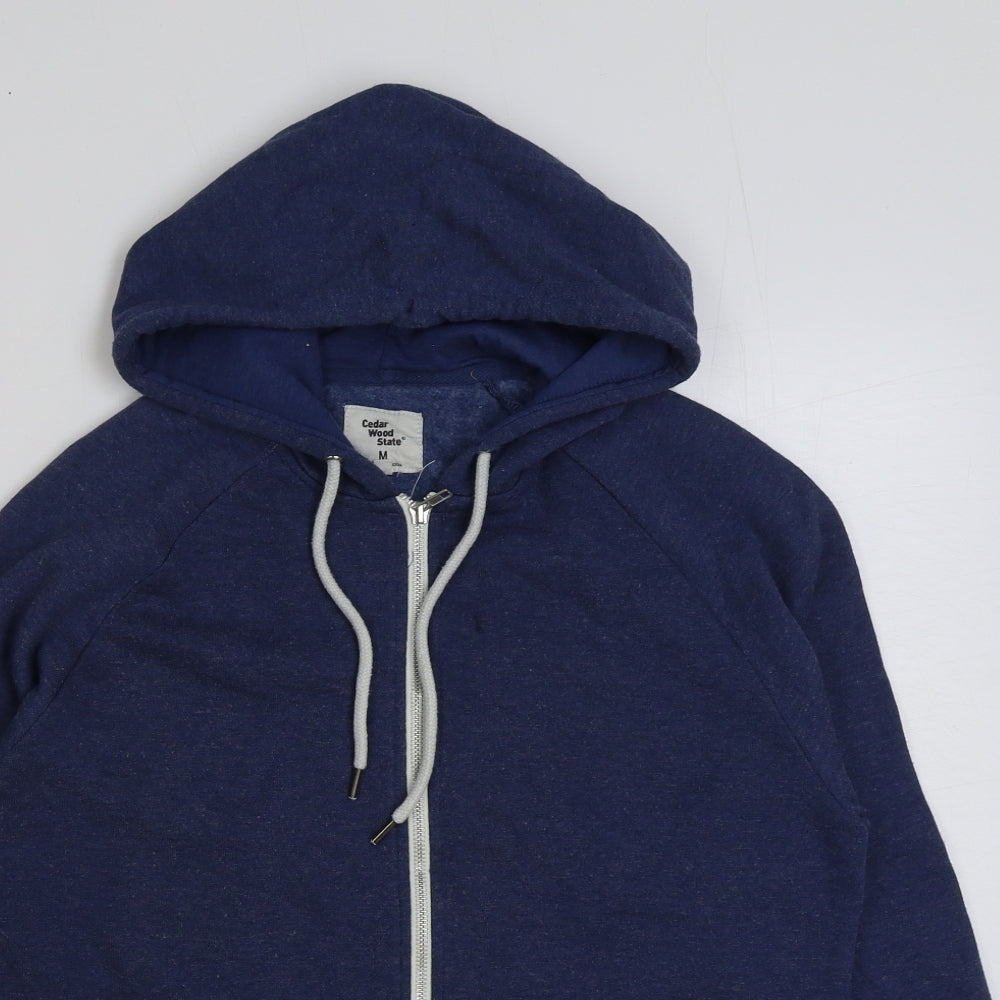 Cedar Wood State Mens Blue Polyester Full Zip Hoodie Size M